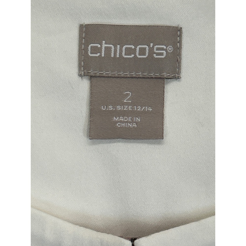 Chico's Jacket Women's 2 US Size 12/14 White Floral Print Open Front - Picture 4 of 7